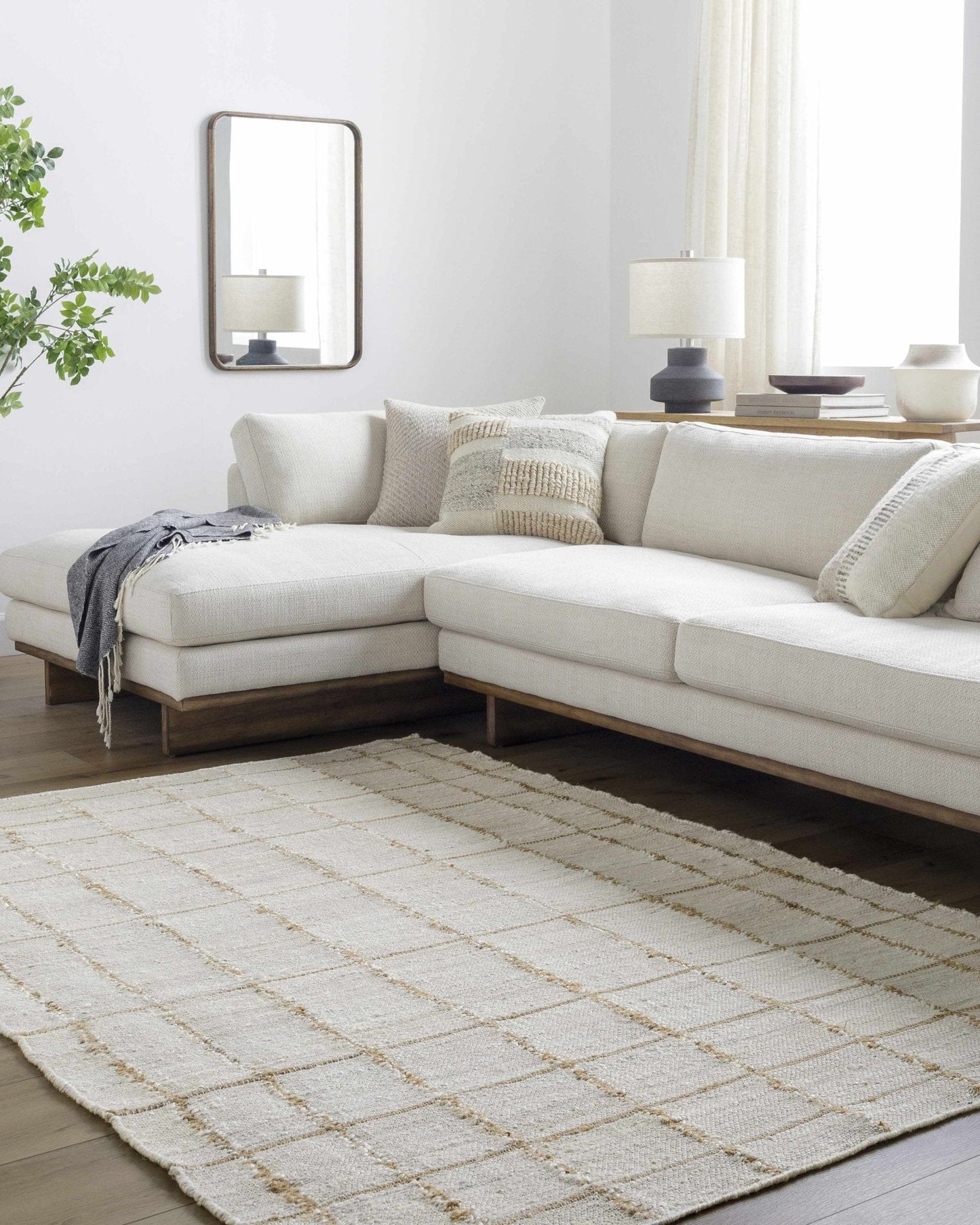 Zared Checkered Jute Area Rug - Quahog Bay Bedding