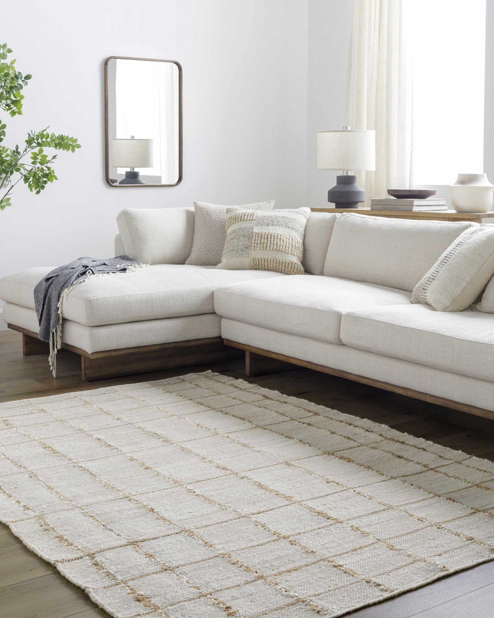 Zared Checkered Jute Area Rug - Quahog Bay Bedding