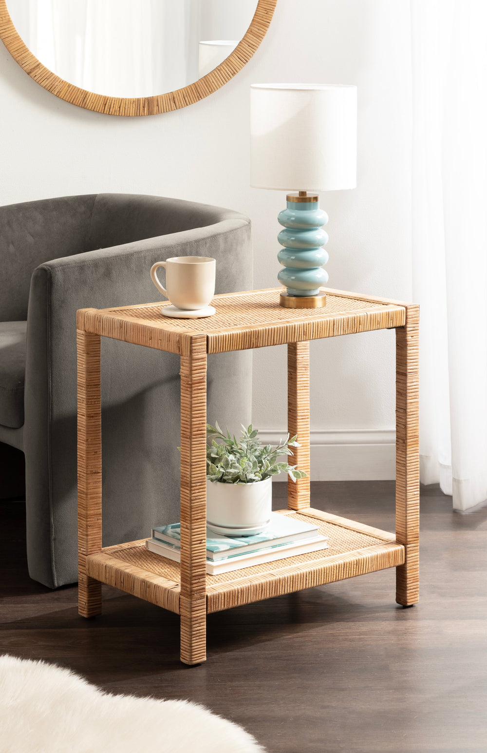 Rafina Rectangular Rattan Side Table