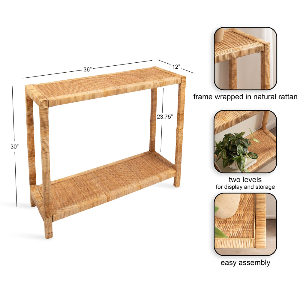 Rafina Natural Rattan Console Table